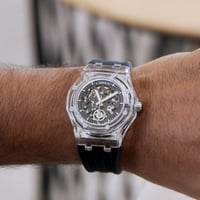 ساعة رجالية شفافة لون أسود من لادون