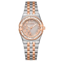 ساعة نسائية ستيل لون فضي و روز بمينا صدفي من لادون