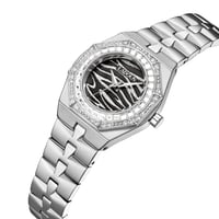 ساعة نسائية ستيل لون فضي مينا أسود من لادون