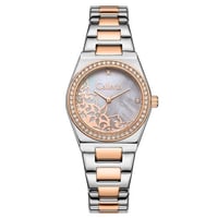 ساعة نسائية فاخرة فضي و روز بتصميم أنيق من غاليريا