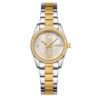 ساعة نسائية ستيل لون ذهبي و فضي بمينا صدفي من لادو...