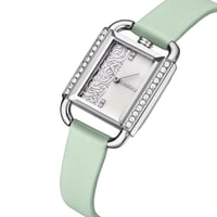 ساعة نسائية جلد لون أخضر فاتح من لادون