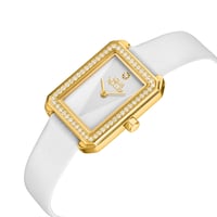 ساعة نسائية جلد باللون الابيض