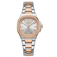 ساعة نسائية فاخرة بتصميم فضي ووردي من ROBERTO BENA...