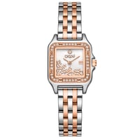 ساعة نسائية ستيل لون فضي و روز مينا صدفي من لادون