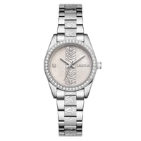 ساعة نسائية ستيل لون فضي بمينا صدفي من لادون