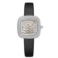 ساعة نسائية جلد من لادون لون فضي واسود بمينا تايجر