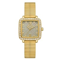 ساعة نسائية فاخرة بتصميم مربع مرصع بفصوص زركون