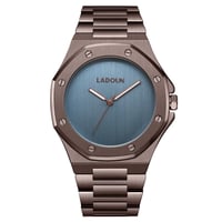 ساعة رجالية ستيل لون بني بمينا أزرق من لادون