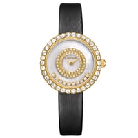 ساعة نسائية جلد لون أسود من لادون
