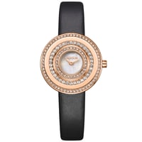 ساعة نسائية جلد لون أسود من لادون