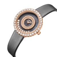 ساعة نسائية جلد لون أسود من لادون