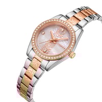 ساعة نسائية ستيل لون فضي و روز بمينا صدفي من لادون