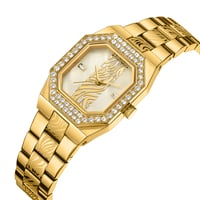 ساعة نسائية ستيل لون ذهبي مينا صدفي من لادون