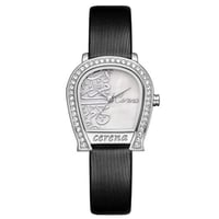 ساعة نسائية فاخرة بتصميم حدوة مزينة بفصوص كريستال