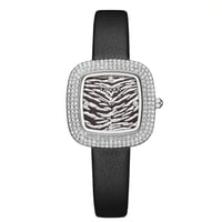 ساعة نسائية جلد من لادون لون فضي واسود بمينا تايجر