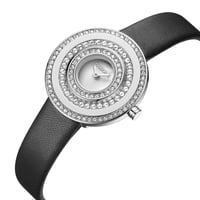 ساعة نسائية جلد لون أسود من لادون