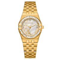 ساعة نسائية ستيل لون ذهبي بمينا صدفي من لادون