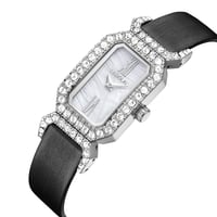 ساعة نسائية جلد لون أسود من لادون