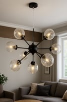 ثريا مودرن سوداء بـ 9 لمبات – تصميم كروي زجاجي أني...