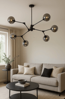 ثريا مودرن بـ6 لمبات اسود قزاز سموكي – تصميم عنكبو...