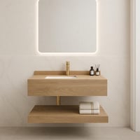 مغسلة رخام خشبي بتصميم أنيق مع مرآة – خيارات متعدد...