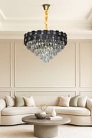 نجف مودرن كريستال أسود فاخر – متوفر بعدة مقاسات قا...