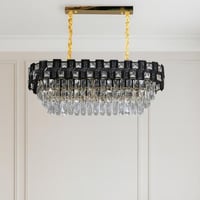 نجف مودرن كريستال مستطيل أسود فاخر – 10 لمبات مقاس...