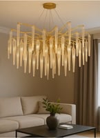 ثريا علاقي كريستال طويل دائري مقاس 45 سم ذهبي