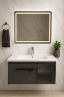 مغسلة ديكور مع مراية ليد LED – متوفرة بمقاسين 80 س...