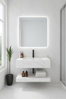 مغسلة رخام صناعي أبيض بعروق رمادية – مقاس 60 سم –...