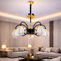 ثريا سقف مودرن أسود × ذهبي – 3 إضاءات بتصميم أنيق