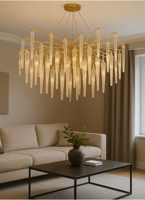 ثريا علاقي كريستال طويل دائري مقاس 45 سم ذهبي