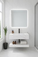 مغسلة رخام صناعي أبيض بعروق رمادية – مقاس 1 متر –...