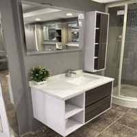 مغسله ديكور برف جانبي خشبي سطح ابيض حوض مقاس 80 سم