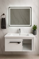 مغسلة ديكور مع مراية ليد LED – متوفرة بمقاسين 80 س...