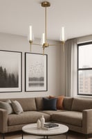 ثريا مودرن ذهبي بـ 3 لمبات زجاجية – تصميم أنيق اضا...