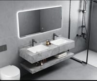 مغاسل رخام رصاصي قطعتين حوض وحوضين بعدة مقاسات