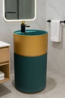 حوض مغسلة قائم بورسلان فاخر – ألوان خشبي وخضراء –...