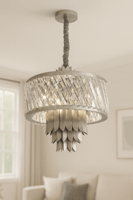 ثريا كريستال فاخرة بتصميم فضي عصري – متوفرة بثلاثة...