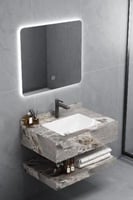 مغسلة رخام صناعي بتصميم عصري – مقاس 80 سم – مع مرآ...