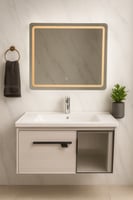 مغسلة ديكور مع مراية ليد LED – متوفرة بمقاسين 80 س...