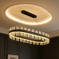 ثرياء علاقي كرستال ذهبي بيضاوي بتصميم عصري متوفر ب...