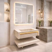 مغسلة بورسلان فاخرة مع مرآة LED – تصميم عصري مقاس...