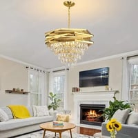 ثريا كرستال دائري ذهبي بتصميم جديد بعده مقاسات