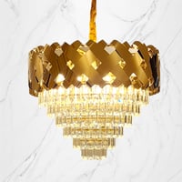 ثريا كريستال ستيل دائري ذهبي عده مقاسات