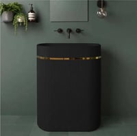 مغاسل ديكور حوض باللون الاسود بدون مرايه