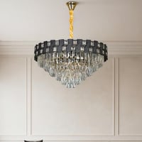 نجف مودرن كريستال أسود فاخر – متوفر بعدة مقاسات قا...