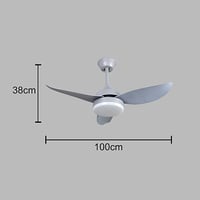 ثرياء مع مروحه بثلاث اضاءات لون رمادي