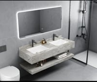 مغاسل رخام رصاصي قطعتين حوض وحوضين بعدة مقاسات